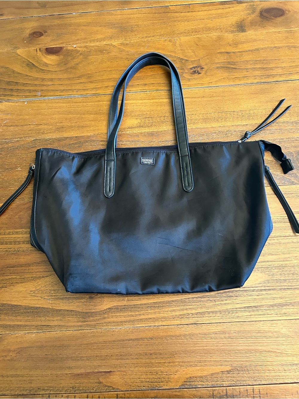 Botkier Black Nylon Tote Bag with Leather Trim